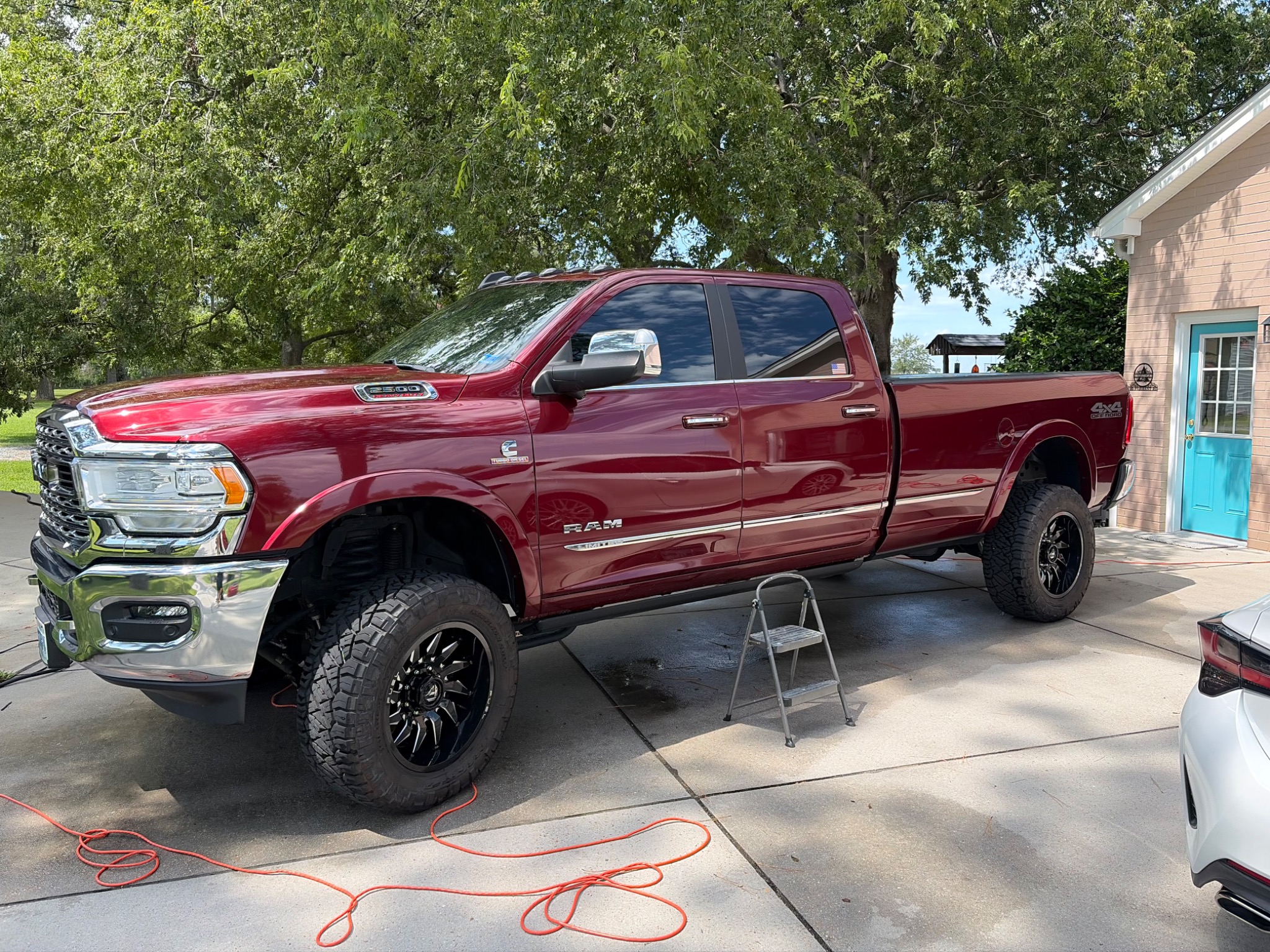 Red pickup exterior detail